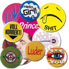 100 x Anstecknadel Button 3,8 cm Motive Smiley Young Fashion Restposten B2B 