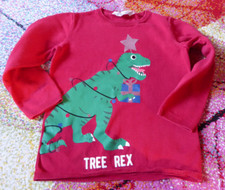H&M Pullover Gr. 110/116 Tree Rex Dinosaurier Weihnachtspullover rot