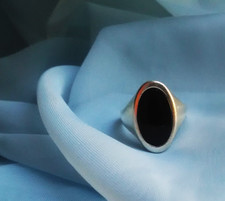 Ring Silber 925 Punze SA Onyx Modernist Brutalist Minimalist Design antik