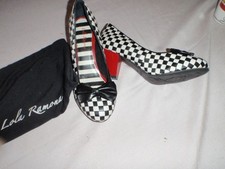 Lola Ramona Pumps schwarz weiß kariert Vintage Schleife, Gr. 39