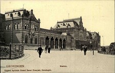 Groningen Holland Briefkaart ~1900/10 Station Strassen Partie am Bahnhof alte AK
