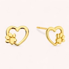 Heart/Dog Paw Stud Earrings ·