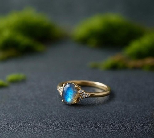 14k gelbgold labradorit - gelbgold, ring
