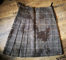 More & More Wollrock 36 S Braun Gold Glitzer Falten Rock Kariert Edel