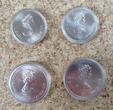4 Münzen 10 + 5 Dollar Canada, 1974, Olympiade 1976 Montreal, Silber