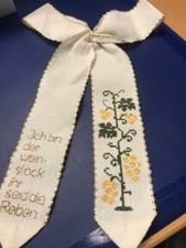 Schleife weiß mit Goldrand bestickt Handarbeit ca. 20 x 30 cm Geschenk Kommunion