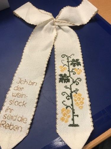 Schleife weiß mit goldrand - mit,