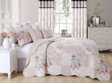 Tagesdecke Patchworkdecke Rosen Überwurf 210x140cm Bettüberwurf Decke