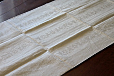 altes Halbleinen Küchentuch, Ziertuch, Handtuch, Tischläufer, Jugendstil, Damast