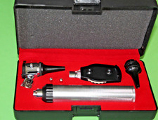 Otoskop Ohrenleuchte Ophthalmoskop Augenleuchte 2 Ersatzbirnen silber Box