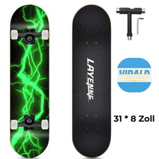 Skateboard 31x8 Ahorn 7 Schichten ABEC-11 PU. Räder 95A Erwachsene Kinder Grün
