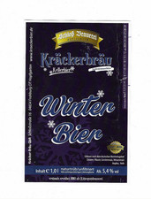 Bieretikett Kräcker-Bräu Frohburg OT Hopfgarten