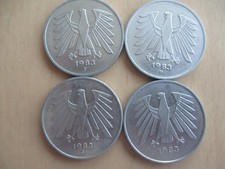 4 Münzen 5 DM Deutsche Mark
