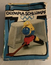 Olympia Schlumpf Eishockey Schlumpf Mit Tor Vintage mit Original Verpackung