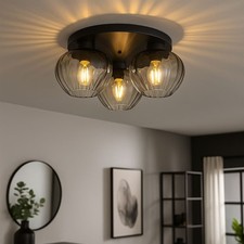 Deckenleuchte Deckenlampe Schlafzimmerleuchte Rauchglas Retro Küchenlampe D 45cm