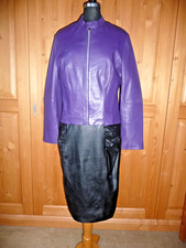Damen-Nappa-Leder-Kostüm, Gr. 42, Leder-Jacke + langer Lederrock