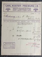 Briefkopf dekorativ Karl Koster Freiburg Spezialhaus für Tapeten & Linoleum 1911