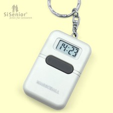 Sprechende Uhr Schlüsselanhänger mit Alarm Uhr mit Sprachausgabe weiß