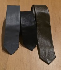3 x Leder - Krawatten Vintage