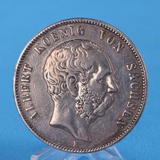 Kaiserreich 5 Mark 1875 Albert von Sachsen Silber ss Jaeger 122