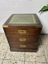 1X Englische Möbel original Military Mahagoni Kommode Truhe Leder Tisch Alt