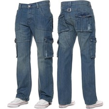Kruze Cargo Combat Jeans Herren Denim Hose Freizeit Arbeit Groß Hoch Alle Größen