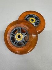 Scooter Rollen 100 mm 2 Stück  Ersatz Rad mit Kugellager Nabe 8mm orange