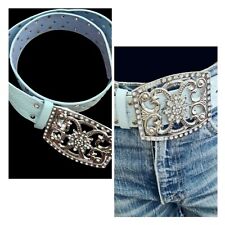 Damen Gürtel Silber Schnalle mit Strass Fashion Hüftgürtel Einheitsgröße