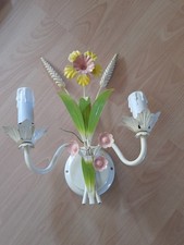 Lampe Leuchte Wandlampe 70 er Jahre Metall Blumen Pastell