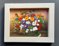 Öl Bild Blumenkorb  17 x 23