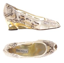 Brunella Pumps Schuhe Damen Gr.36,5 made In Italy Boots Gold 139490