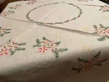 Tischdecke Handarbeit Kreuzstich Tischdeckerosa Kerze Baumwolle Handarbeit
