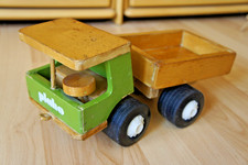 DDR HOLZSPIELZEUG SCHÖNER PLAHO LKW MIT KIPPMULDE LENKBAR FÜR SANDKISTE