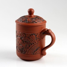 Yixing Ton-Teetasse "Drachenornament" Deckel-Tasse Ton chinesische Teetasse groß
