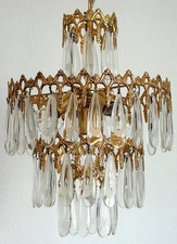 Wunderschöne Messing Murano Glastropfen Kronleuchter, Lüster 5 Flammig
