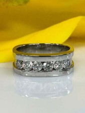 2,50 Ct Runder Simulierter Diamant 14K Weißgold Beschichteter Herren Ehering