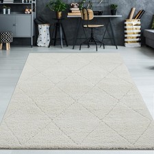 Hochflor Teppich creme mit