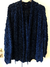 Häkel Jacke Samtgarn  blau