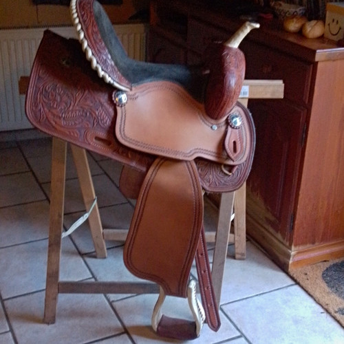 Westernsattel aus span leder - aus, span.