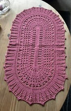 Tischdecke – Ovale altrosa Decke Baumwolle - 62cm x 35cm gehäkelt