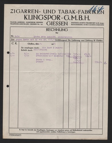 Giessen rechnung 1921 - giessen,,