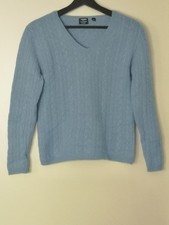Yorn Cashmere 100% Kaschmir Extrafein Zopfstrick Vierfädig hellblau Gr 38 40