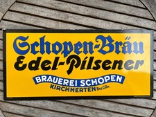 Schopen-Bräu Kirchherten 1930 Simili-Emaille-Schild auf Karton kein Emailschild
