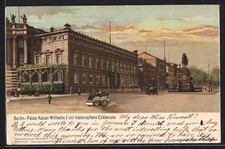 Lithographie Berlin, Palais Kaiser Wilhelm I. mit historischem Eckfenster, Denk 