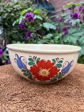 VEB Torgau Steingut Schüssel Blumendekor 21,5 cm Ostalgie