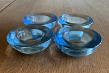 4 Ikea Teelichthalter Glas Höhe 2cm Durchmesser 7cm. hellblau
