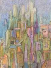 Sehr Schön Zeichnung Abstrakt Frederic Gisselbrecht Figur Cité Art Fusain 1991