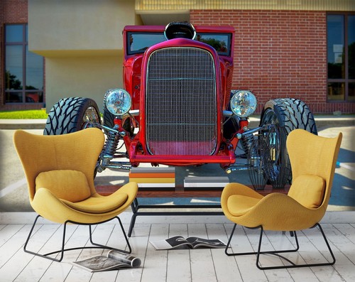Rotes retro auto c418 - 3d,