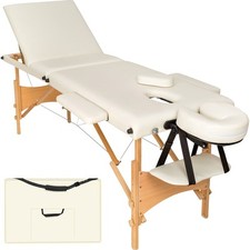3 Zonen Massageliege mit Polsterung und Holzgestell Kosmetikliege beige B-Ware