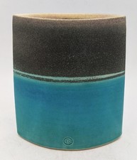 CHRIS JENKINS STUDIO KERAMIK STEINZEUG FLACHE VASE 21. JAHRHUNDERT
